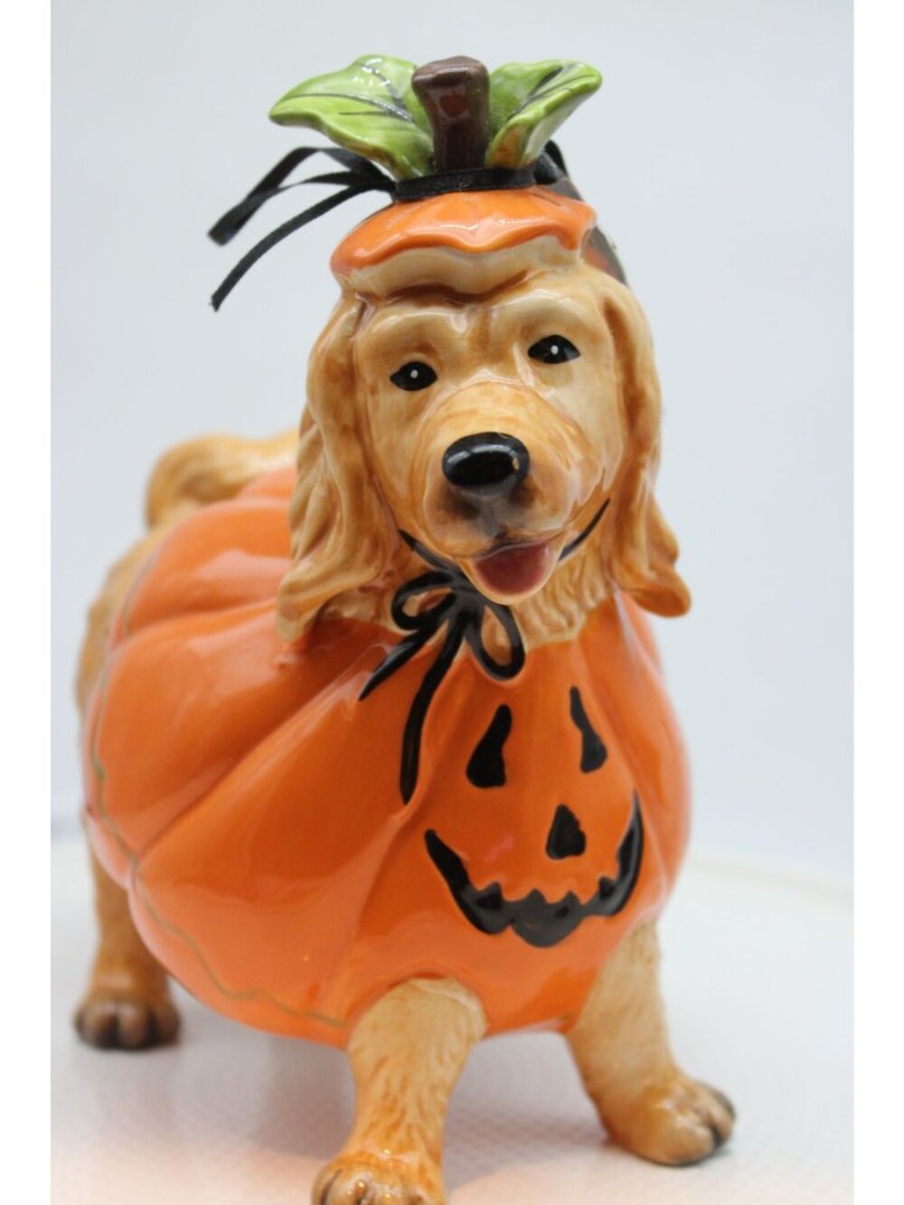 Blue Sky Clayworks Halloween Golden Retriever Pumpkin Costume Figurine